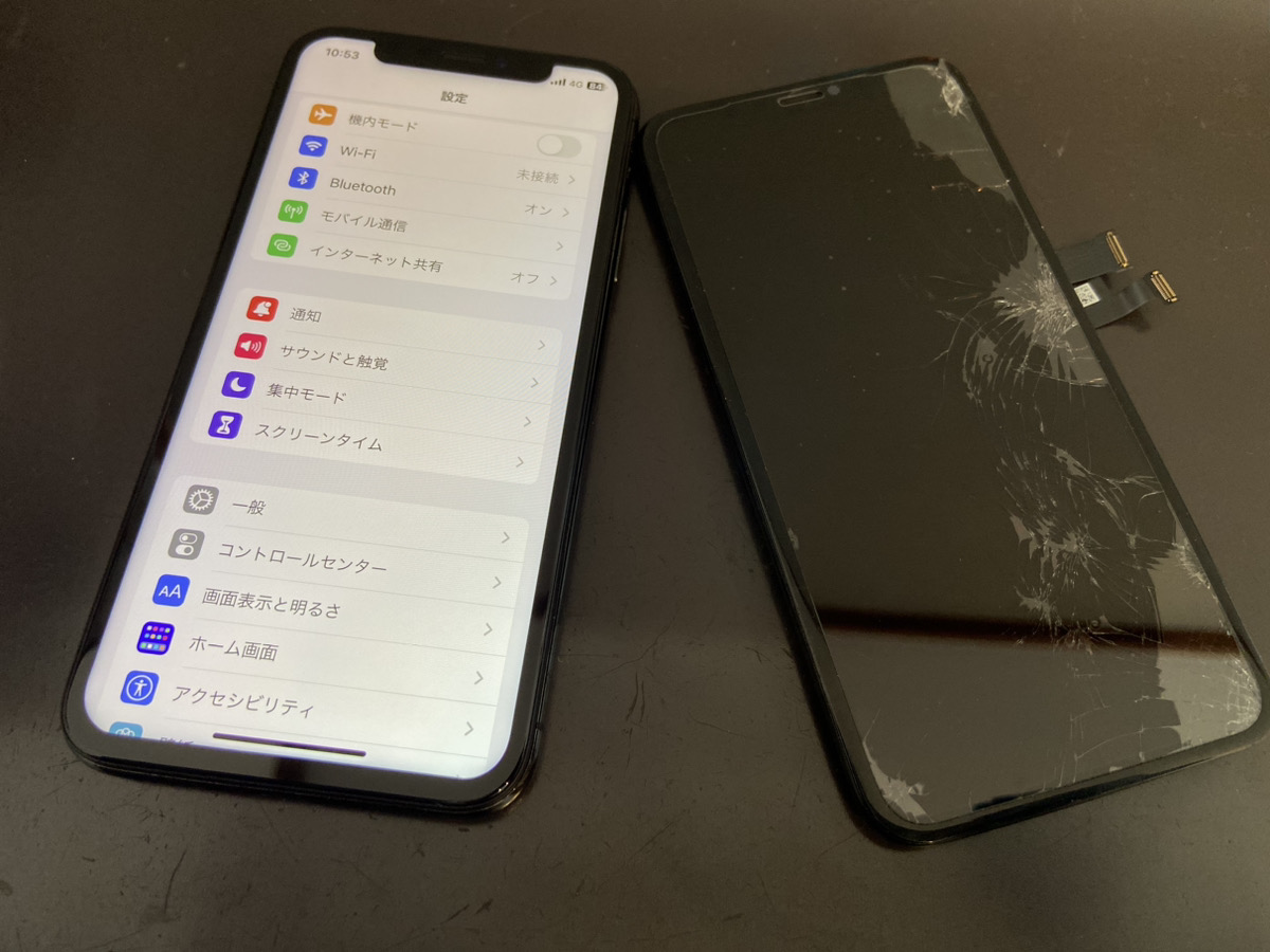 iPhoneX画面修理後