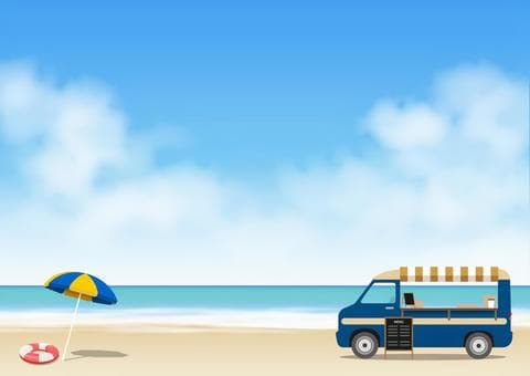 海　車　イラスト