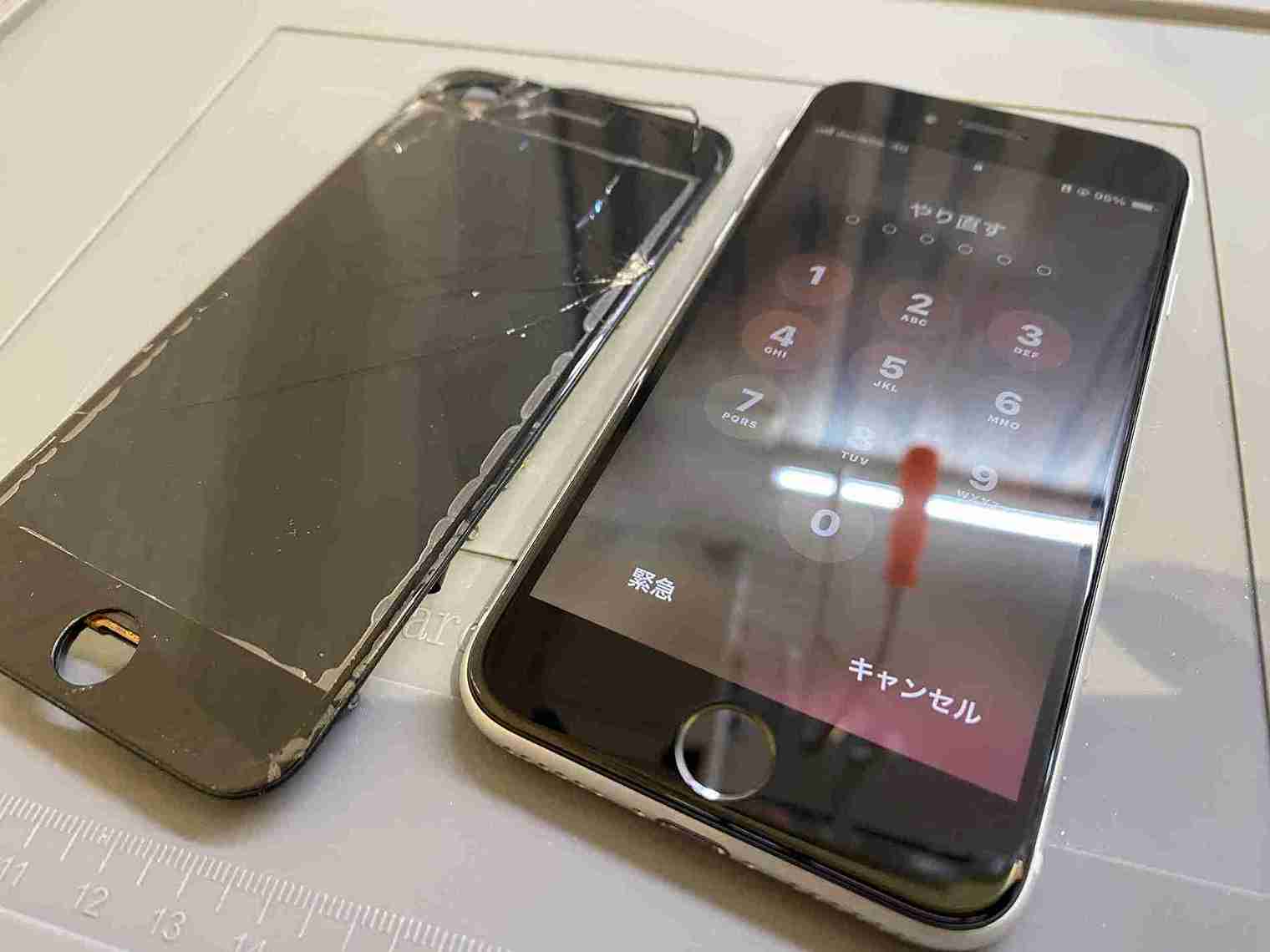 iPHoneSE2 画面割れ 修理後