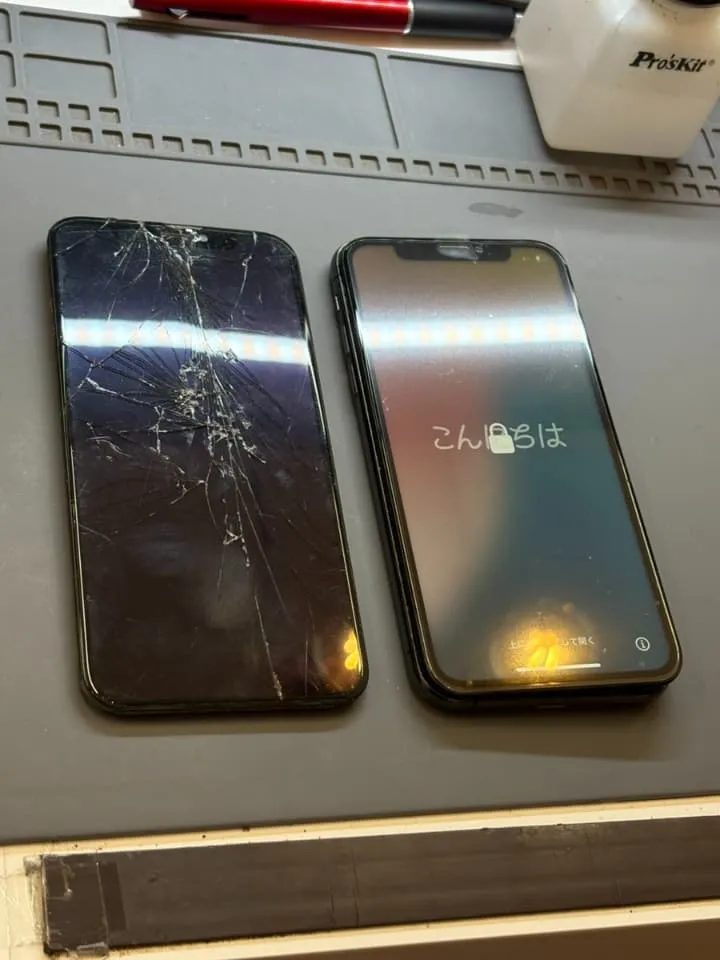 iPhoneXSの画面割れ修理