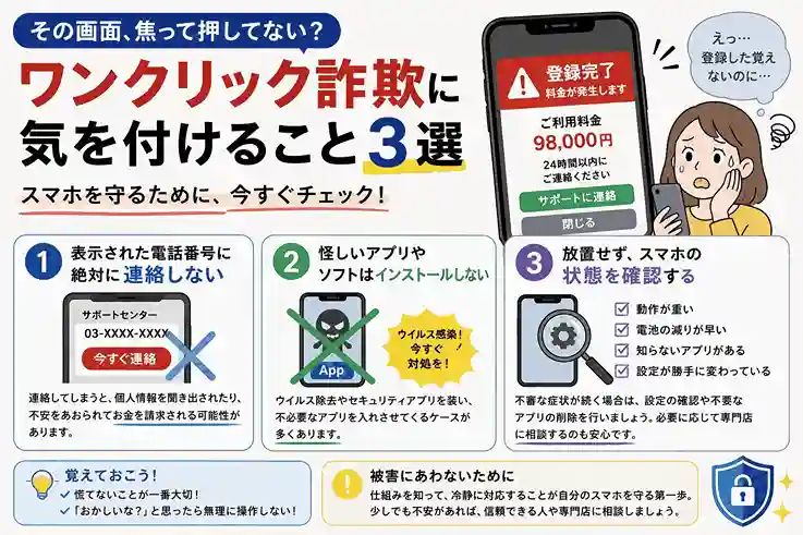 【札幌市南区】突然の請求画面に注意！iPhoneユーザーが知っておきたいワンクリック詐欺対策3選
