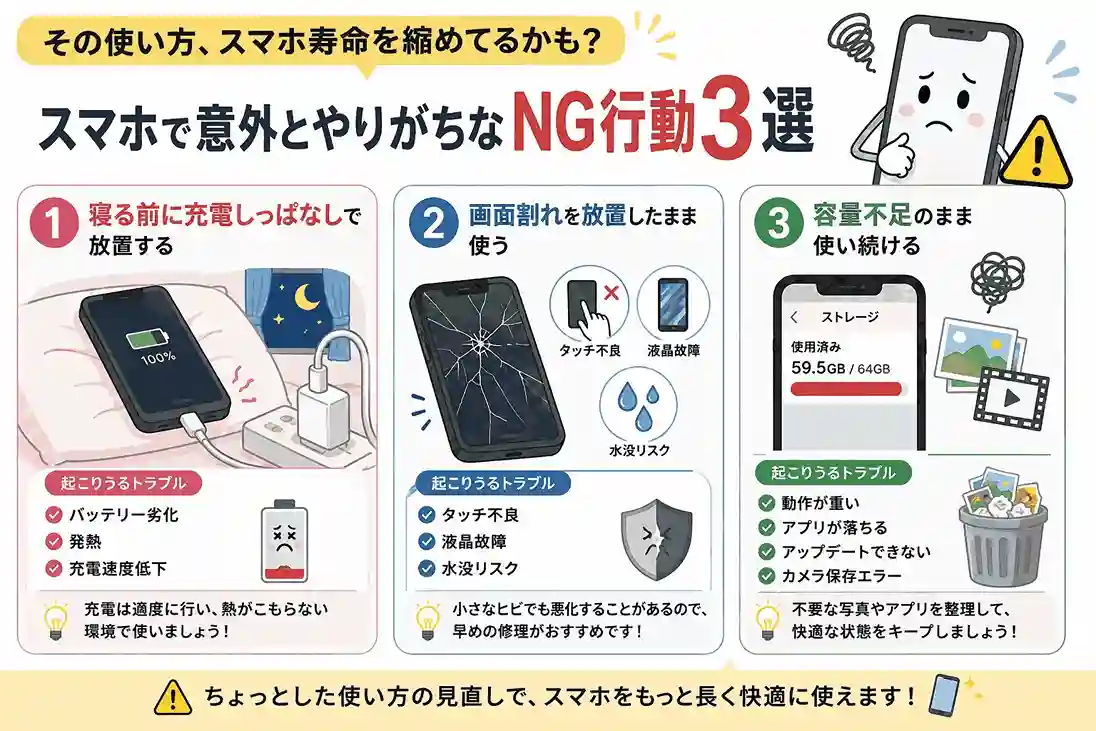 「その使い方、スマホ寿命を縮めてるかも？」昭島駅で増えている“やりがちNG行動”3選｜iPhone修理店が解説