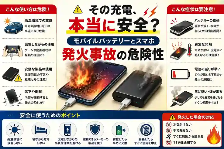 モバイルバッテリーとスマホ発火事故の危険性を解説