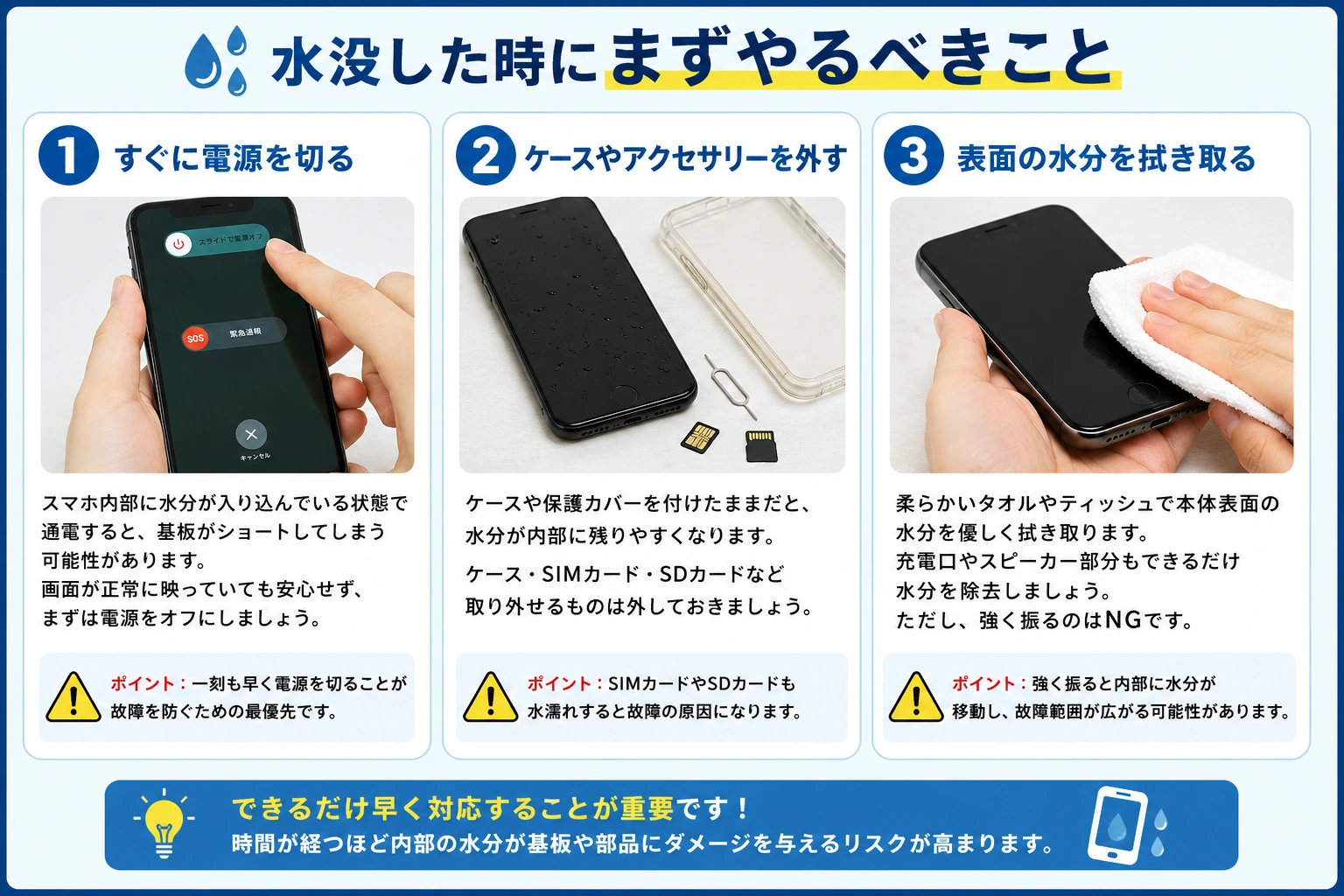 水没した時にまずやるべきこと スマートクリア札幌駅アピア店