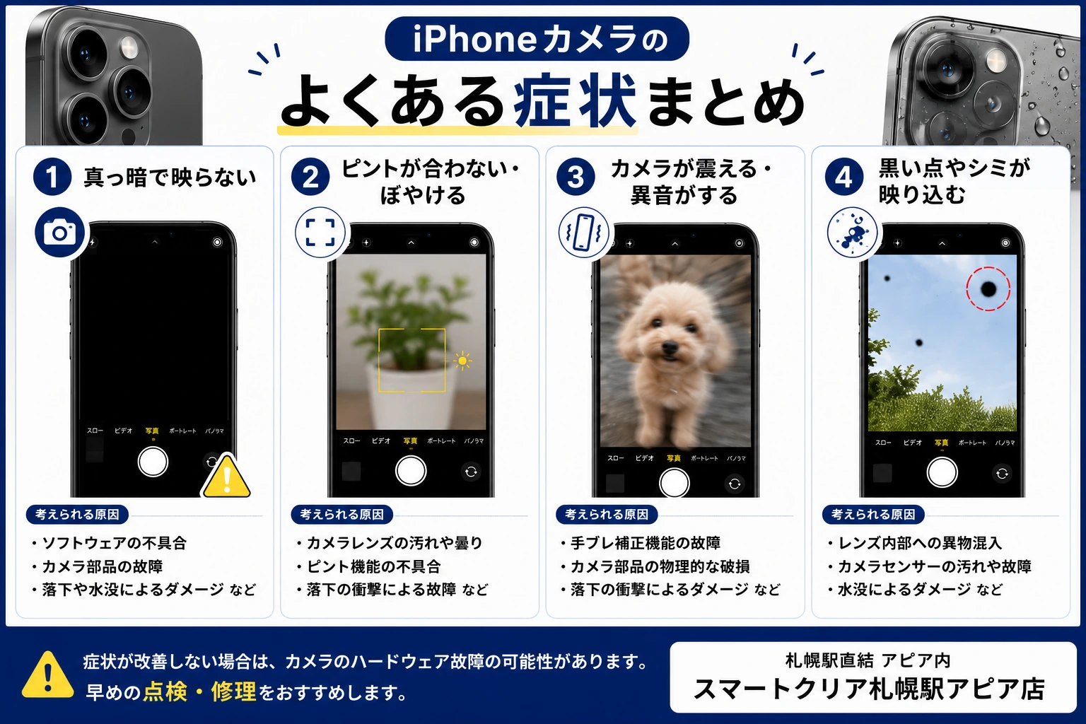 iPhoneで起きるカメラ故障のよくある症状まとめ スマートクリア札幌駅アピア