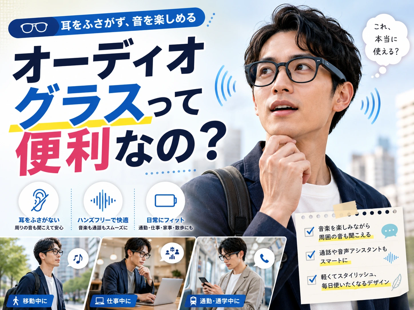 AIグラス・ARグラス・オーディオグラスの違いを解説するスマートクリアイオン札幌西岡店のブログ画像