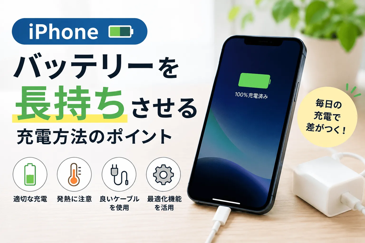 iPhoneのバッテリーを長持ちさせる！毎日の充電で気をつけたいポイント